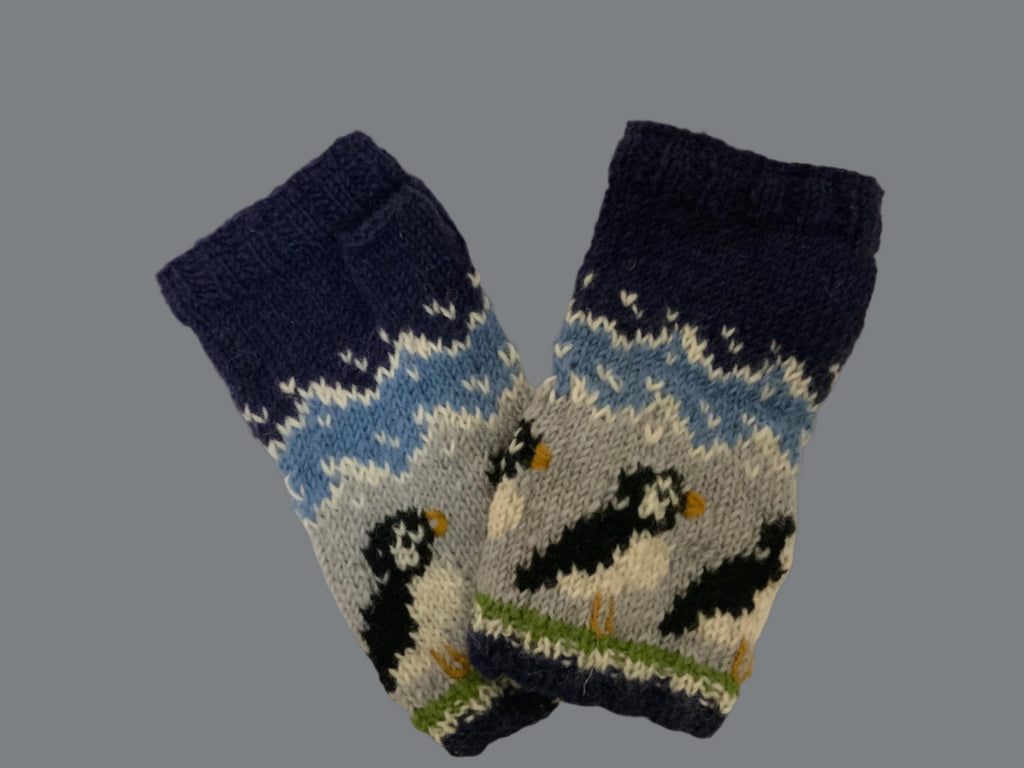 Penguin Fingerless Wool Lined Gloves by Yak N Yeti Robin Boutique