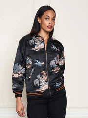 Satin Jacquard Embroidered Bomber Jacket by Paparazzi