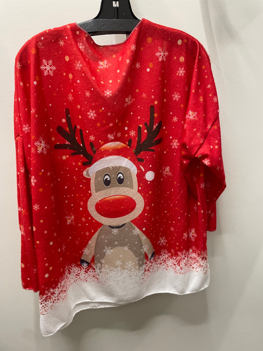 POSP Italian Cozy Red Deer Sweater