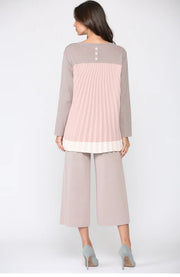 Summa Ribbed Knit Top with Back Pleats 21188SW