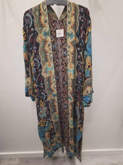 Gold Floral Embroidered Reversible Tapestry Duster