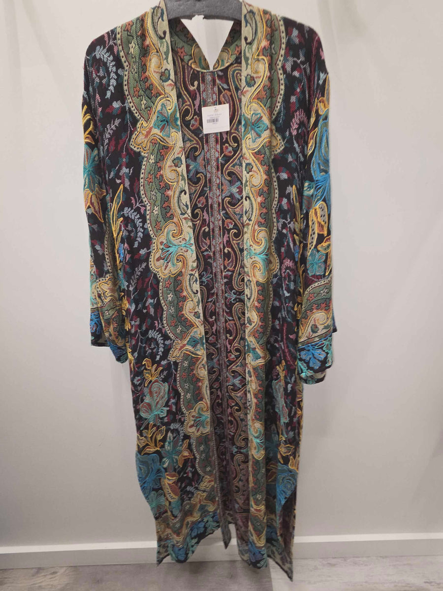 Gold Floral Embroidered Reversible Tapestry Duster