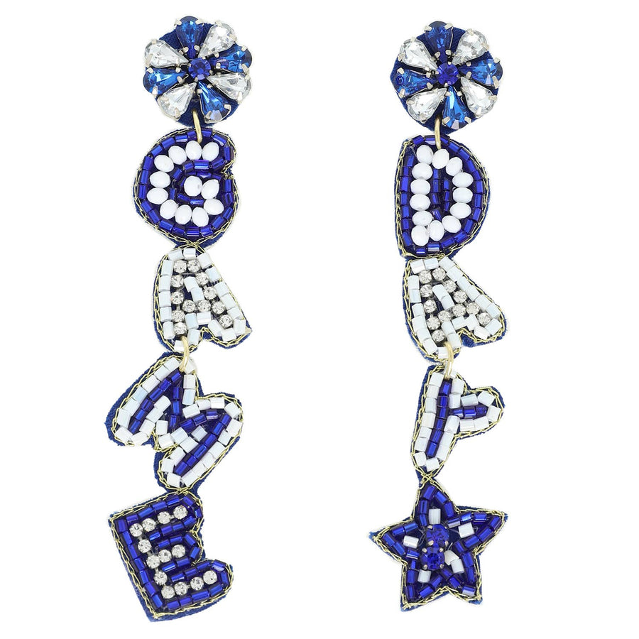 Game Day Letter Beaded Rhinestone Post Earrings