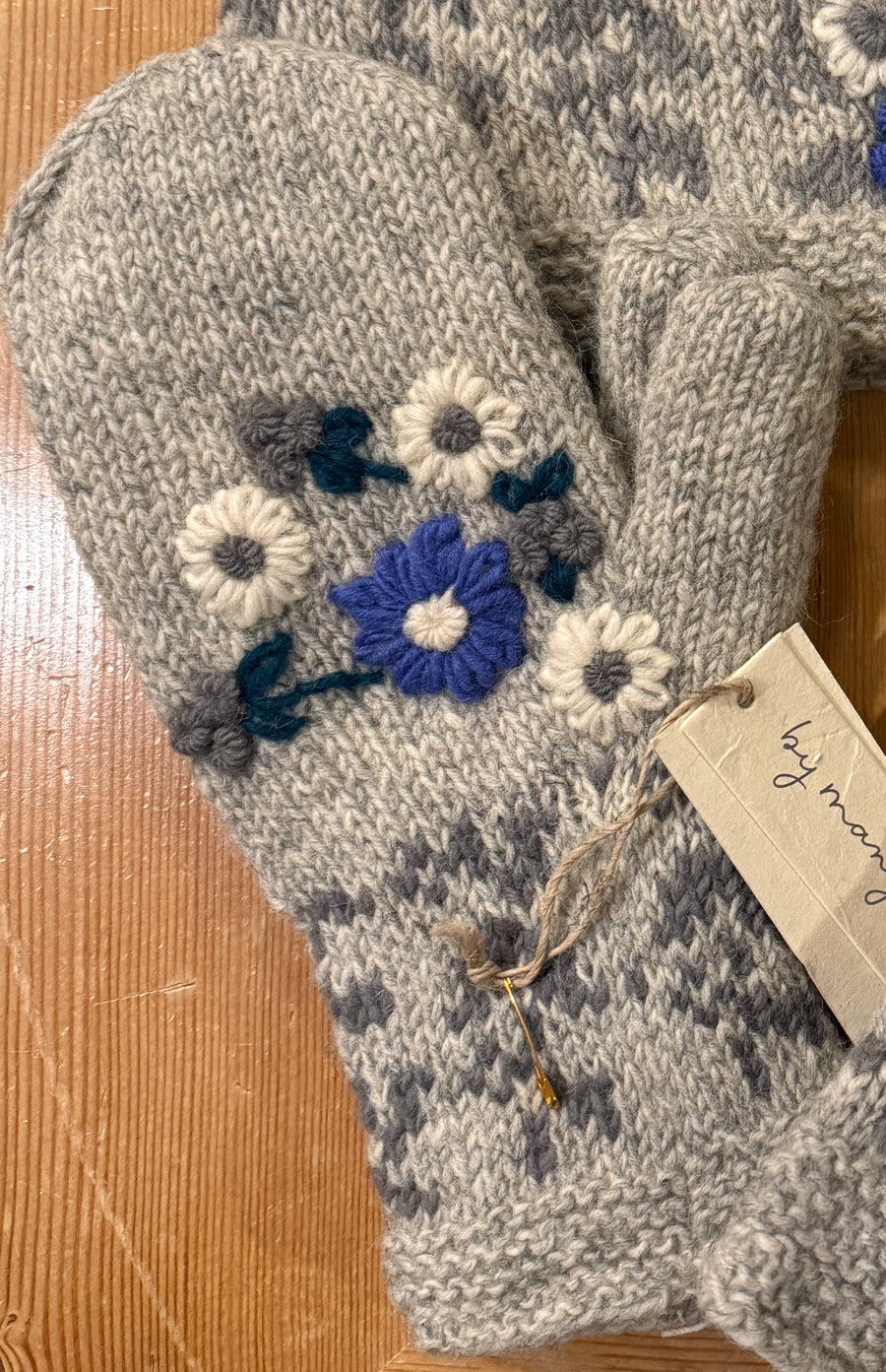 Lila Gray Hand Knit Beanie Hat, Mittens and Fingerless Armwarmers By Many Hands Robin Boutique