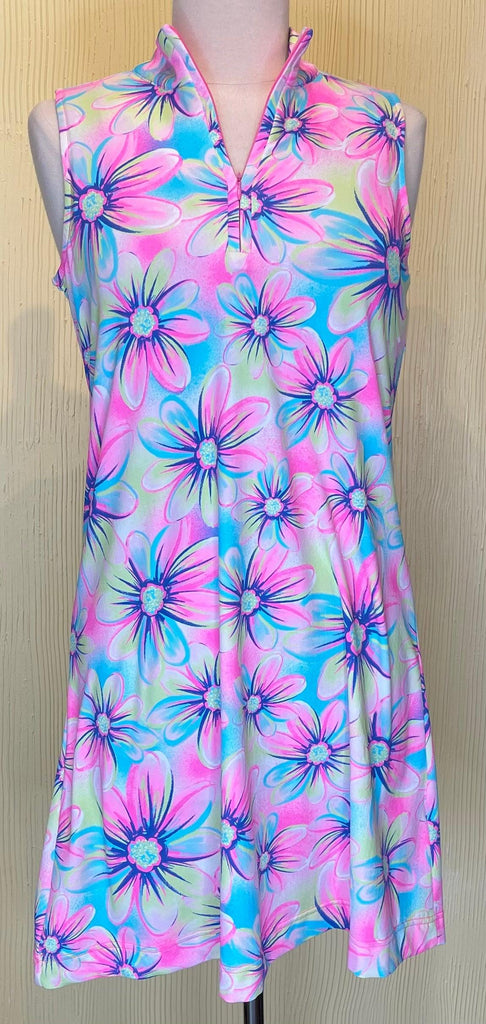 Beachtime Sleeveless Zip-Up Dress SPF4539P Flowers - Robin Boutique-Boutique 