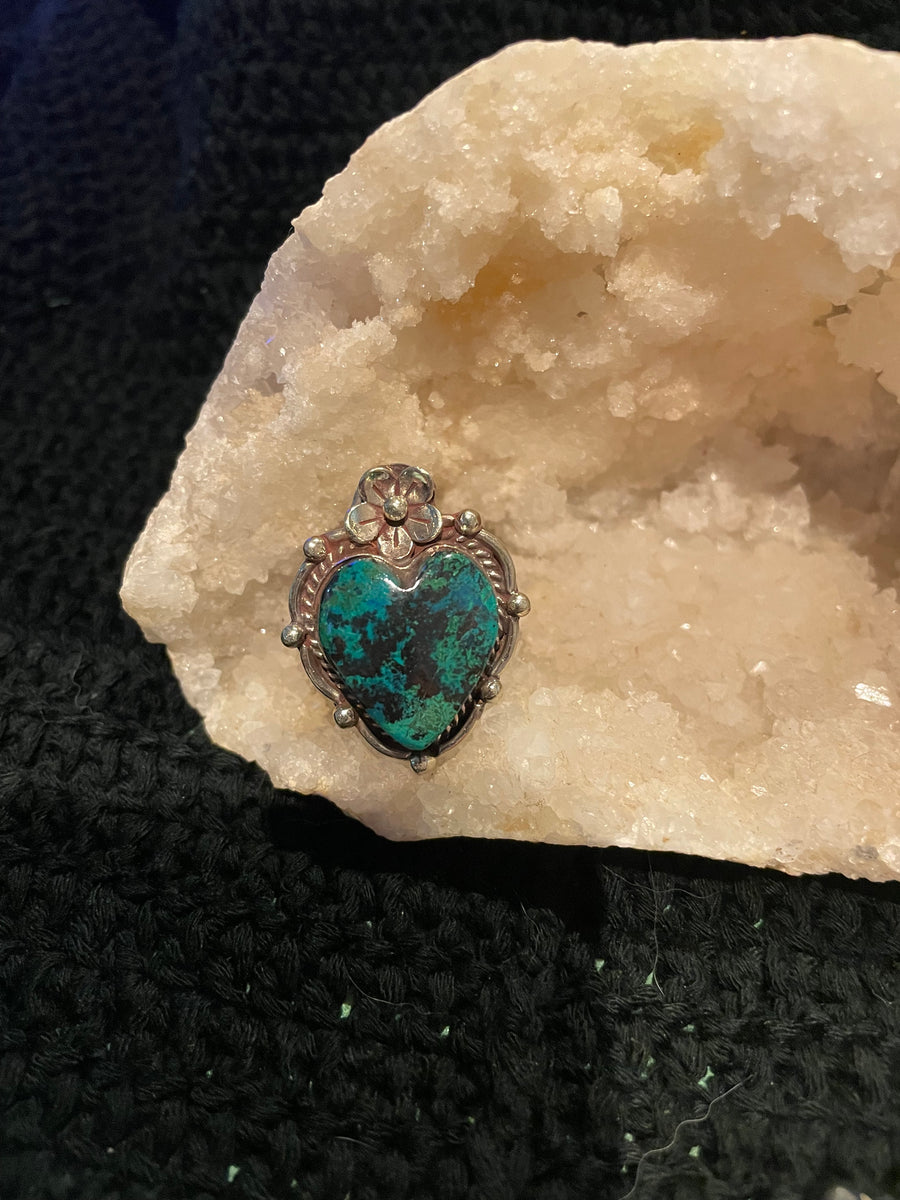 Chrysocolla Heart Adjustable Ring