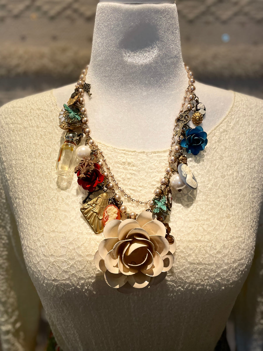 White Cluster Necklace by Gina