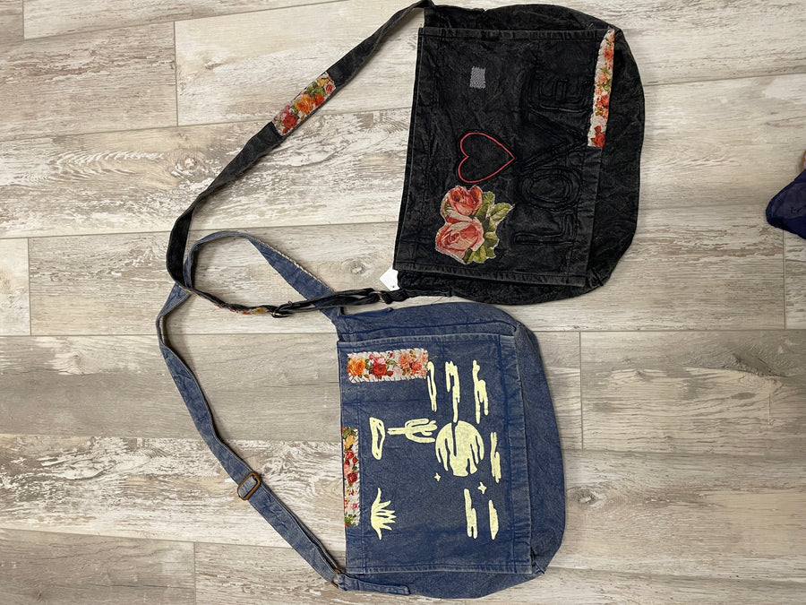 Denim Patch Messenger Bag