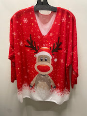 POSP Italian Cozy Red Deer Sweater