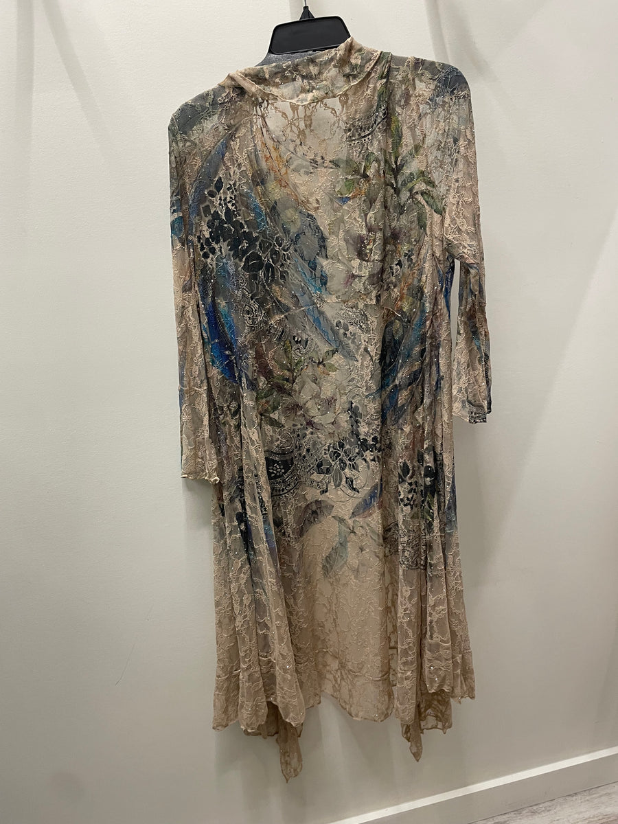 All Lace Sparkle Long Cardigan in Feathers by Origami