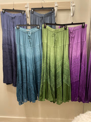Embroidered Maxi Skirt w/Chiffon in Ombre