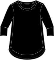 Solid Cotton Slub 3/4 Sleeve High-Low Tee by Escape