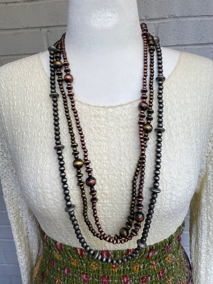 Mixed Round Saucer Navajo Pearl Necklace