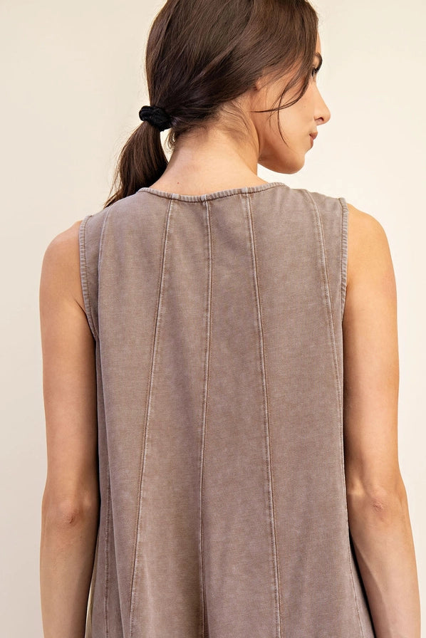 Mineral Wash Long Line Top by Rae Mode