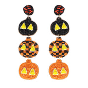3 Tier Beaded Jack O Lantern Linear Drop Dangle Earrings Robin Boutique
