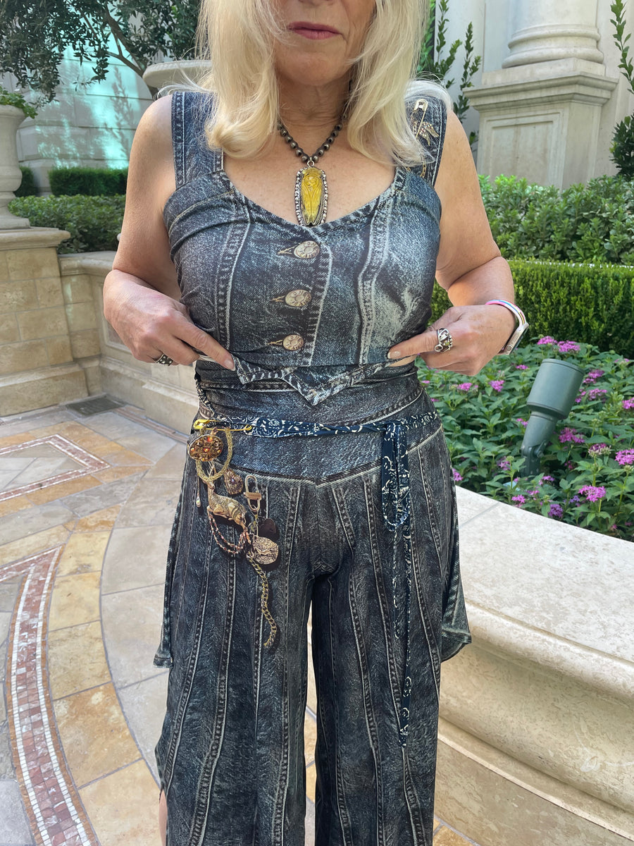 IPNG Design Loose Pants Jumpsuit in Illusion Denim Milk