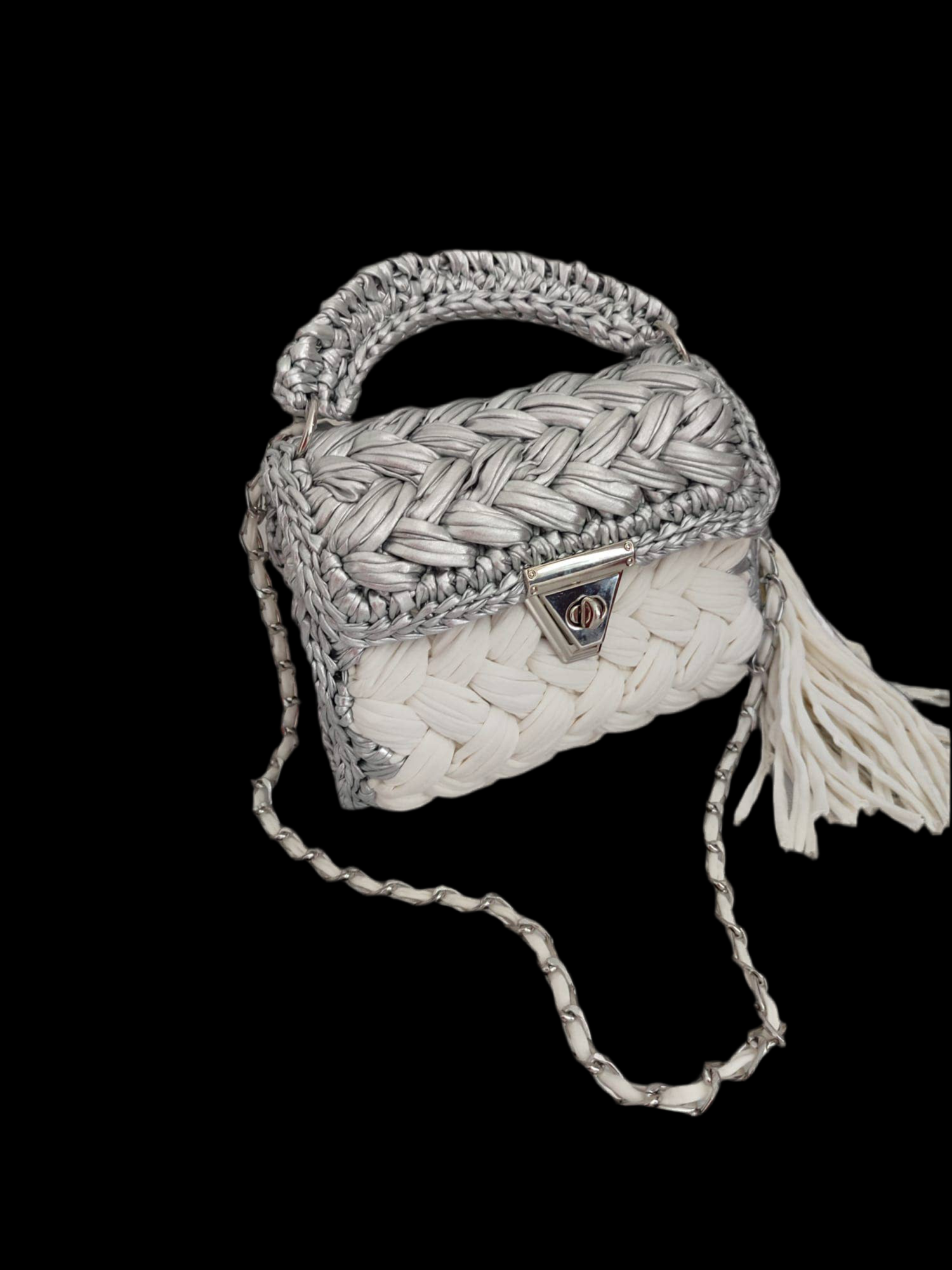 CHQEL Evening Clutch Bag for Women, Handmade Crochet Wedding