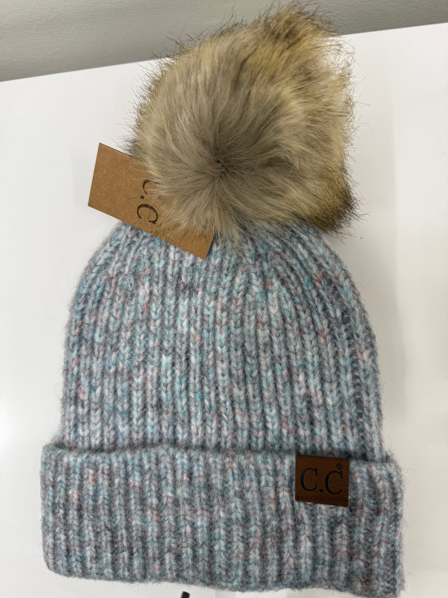 C.C. Beanie Ribbed Beanie with Faux Fur Pom Robin Boutique
