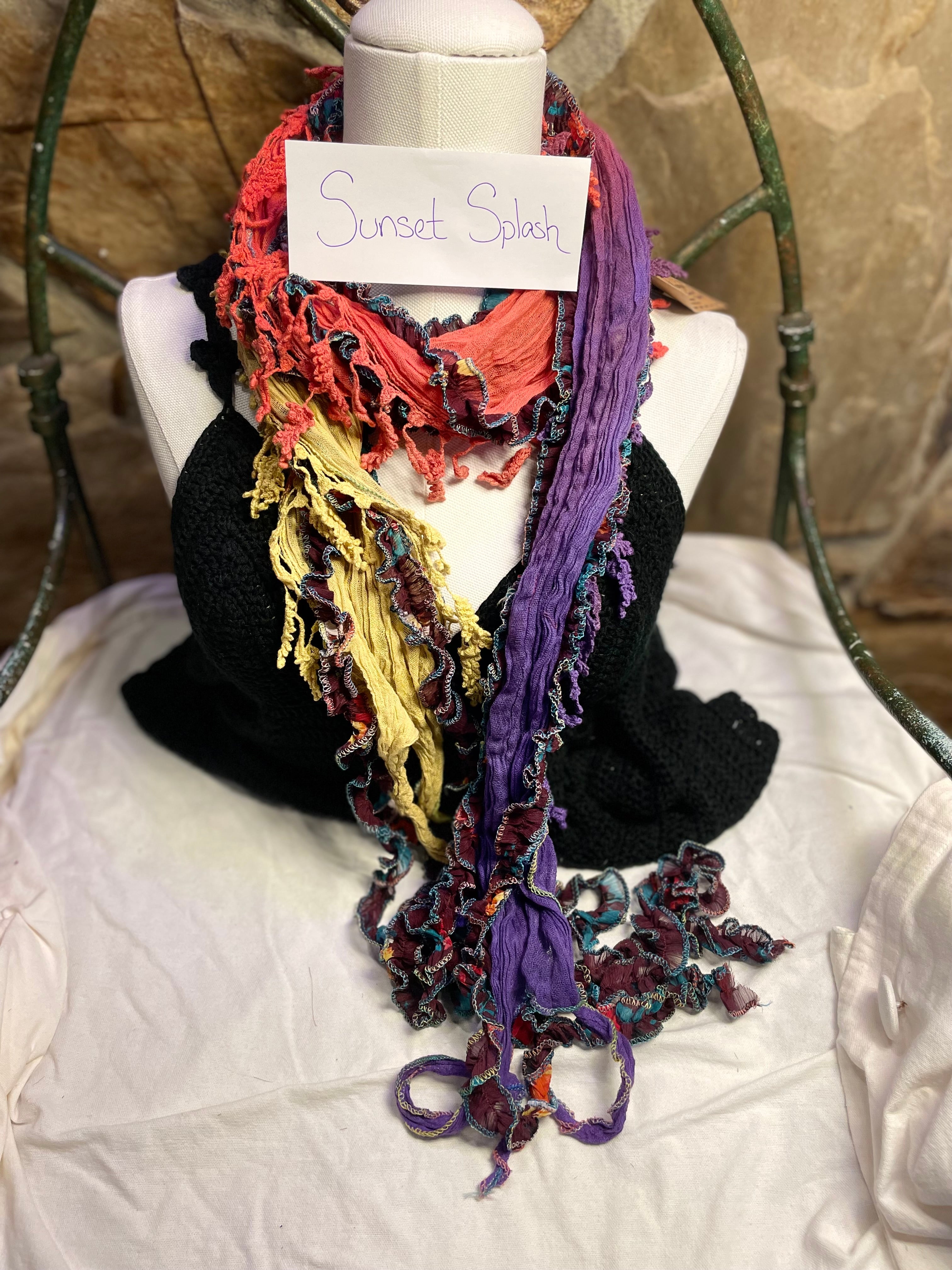 Boho Mixed Tassel Handmade Scarf Necklace