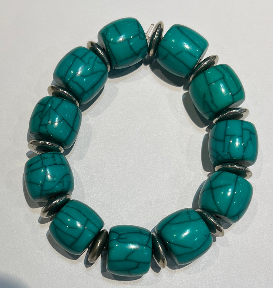 Large Stretch w/Silver Spacers Copal Bracelet