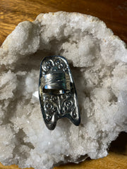 Cicada Carved in Bone Adjustable Ornate Ring