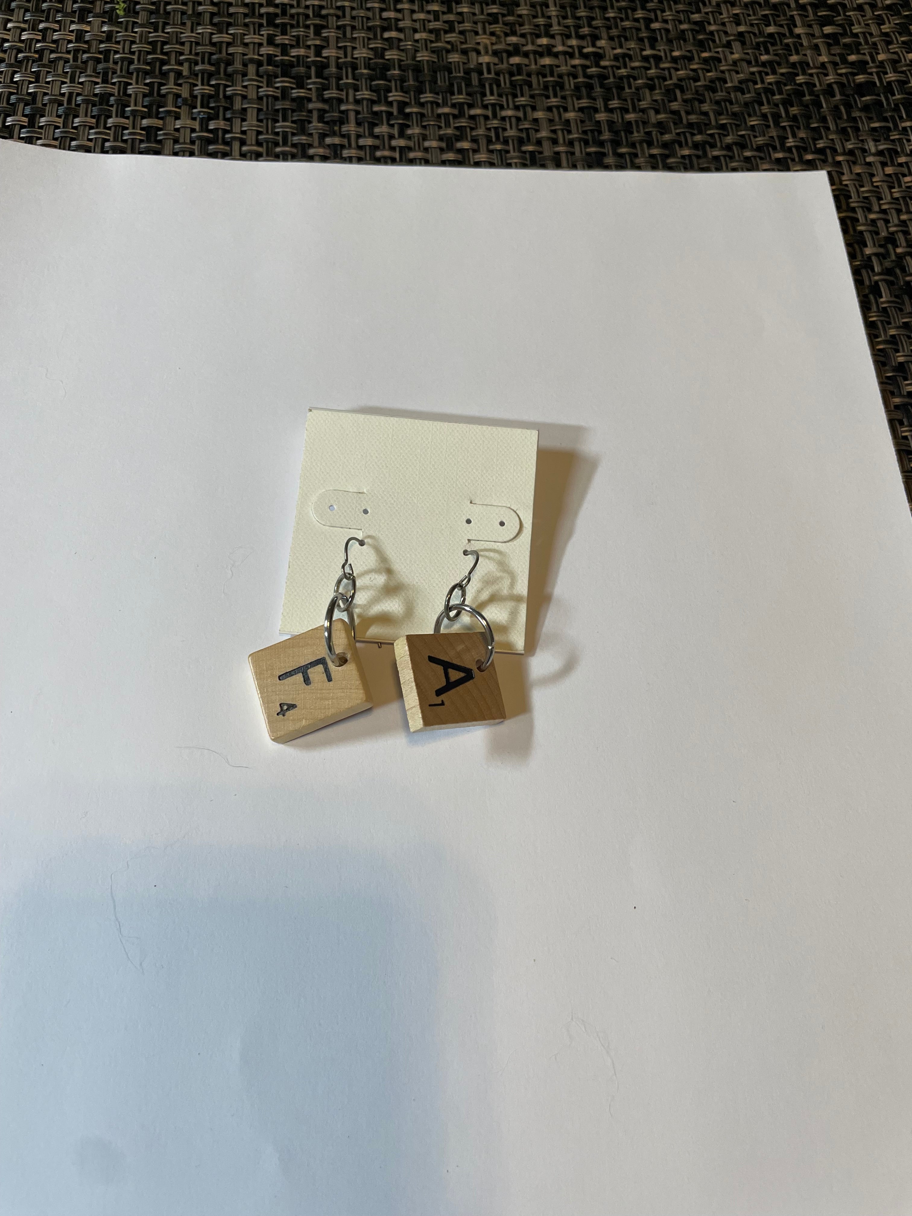 Scrabble Tile Earrings by Lori