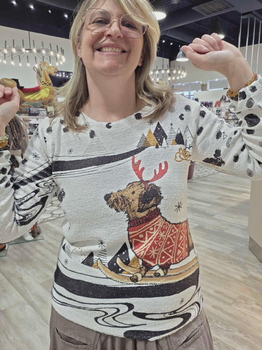 Super Soft Pullover in Ginger-Sleigh Print by Inoah