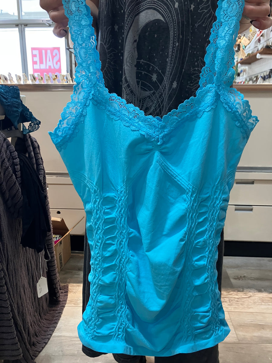 Seamless Laced Corset Camisole in Bright Sky Blue by M. Rena