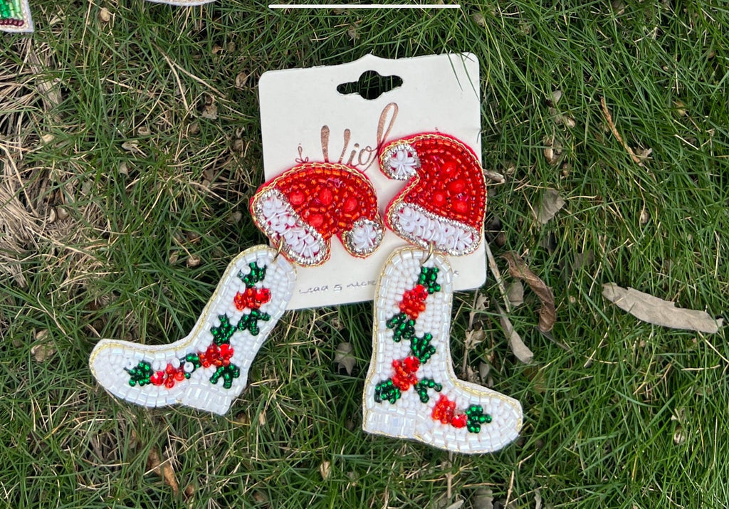 Holiday Cowgirl Boot Earrings - Robin Boutique-Boutique 