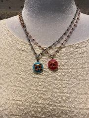 Vintage Cat Button Cameo Necklace by Gina