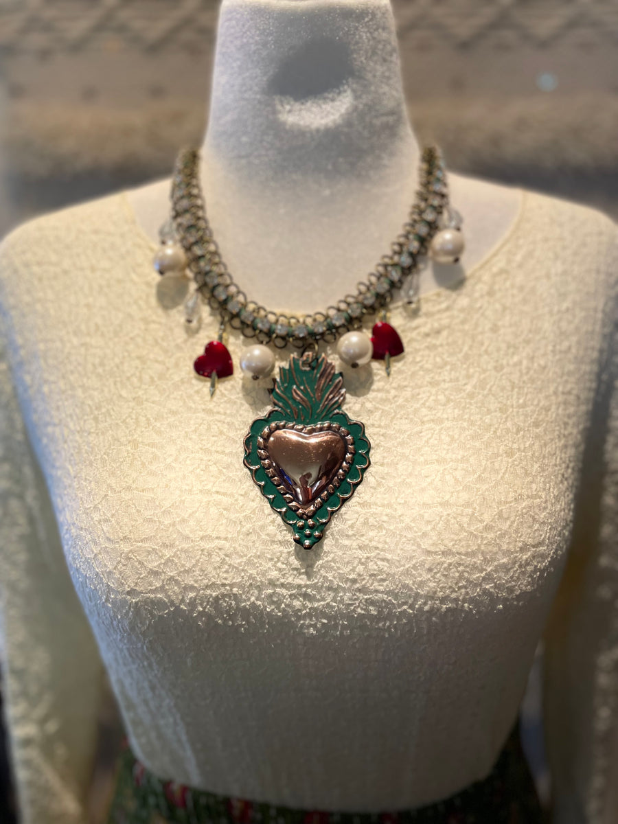 Celtic Heart Red Charm Necklace by Gina