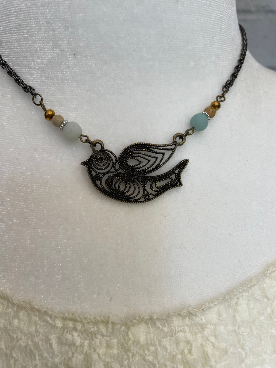 Swirl Bird Necklace