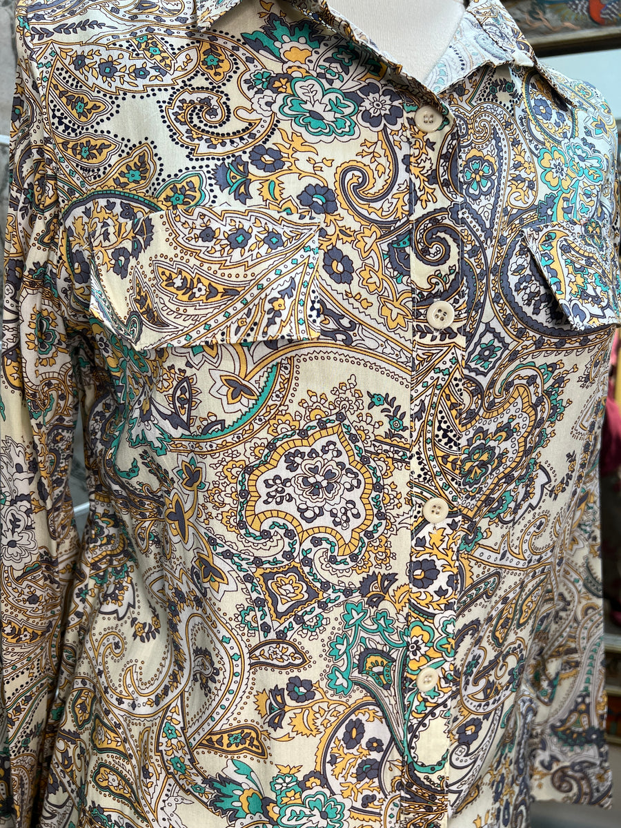 Lizette lightweight long sleeve blouse in red and white hearts LC-2494