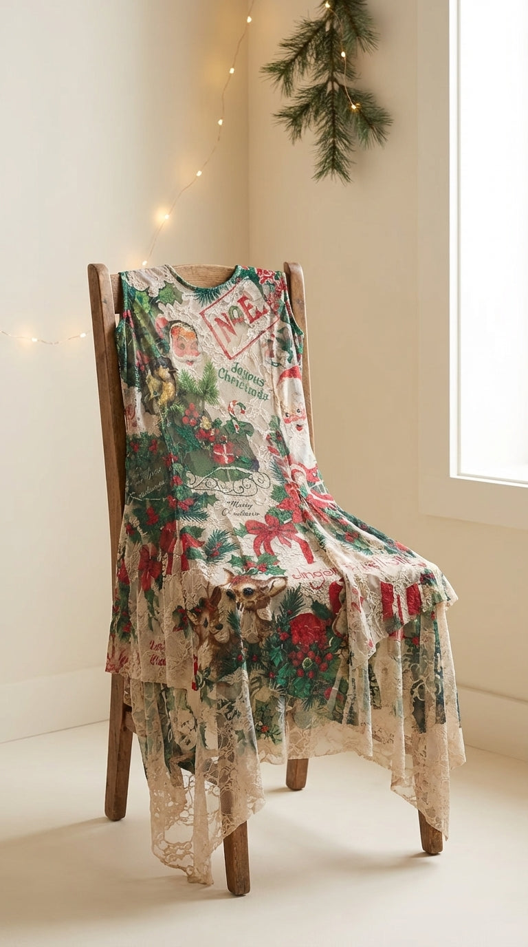 All Lace Dress in Vintage Christmas by Origami Robin Boutique