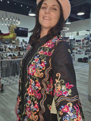 Meadow Of Flowers Embroidered Shirt Dress/Duster by Aratta