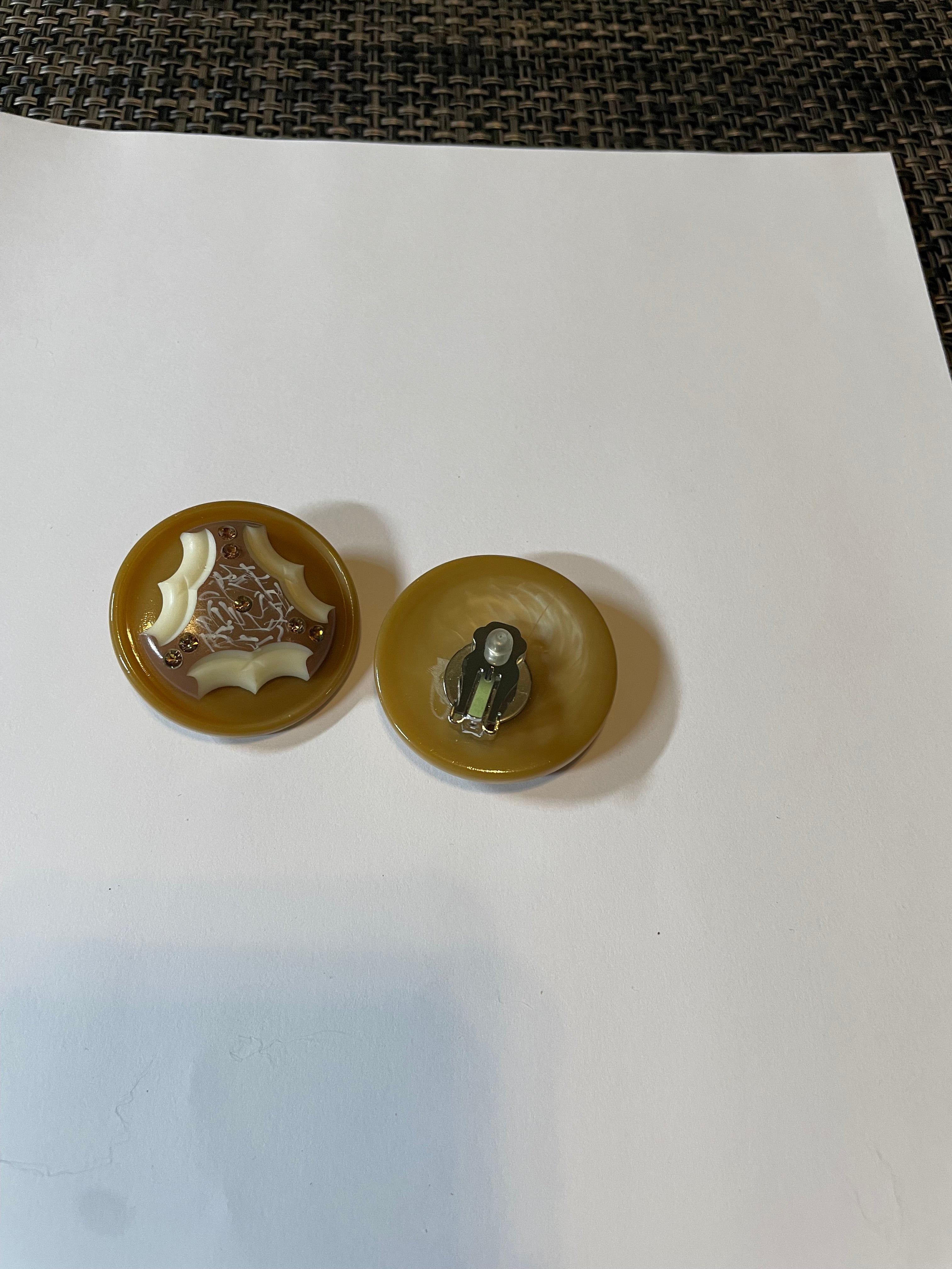 Clip On Retro Button Earrings by Lori