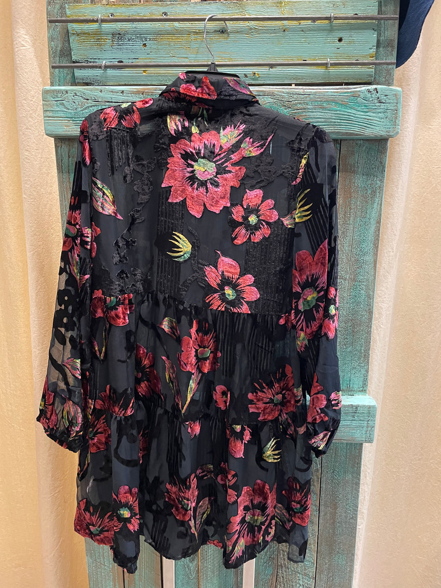 Burnout Velvet Dress in Black by All About Her