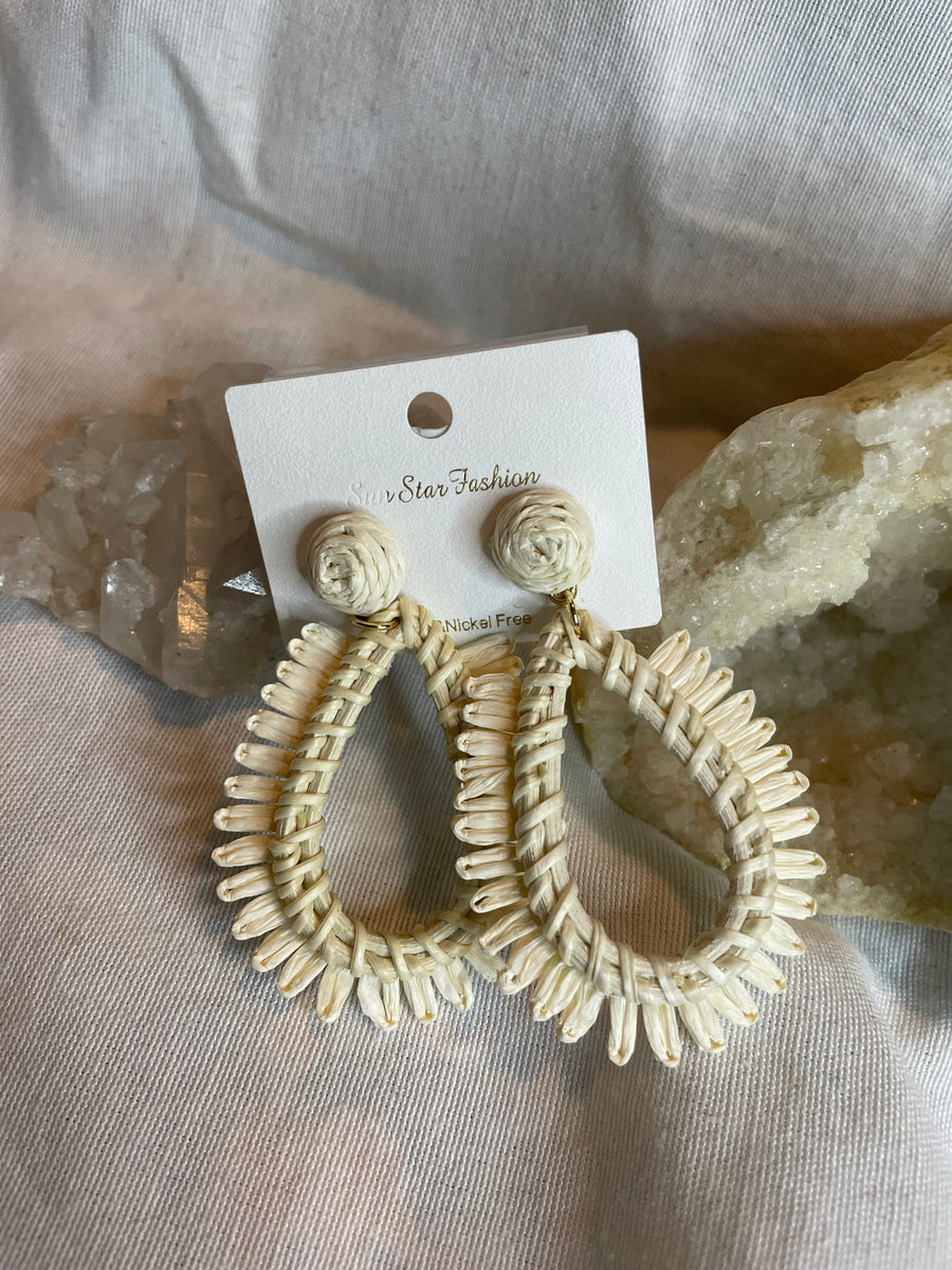 Ratan Tear Drop Fringe Earrings