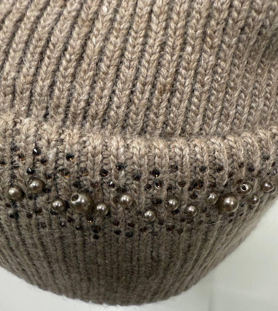 C.C. Beanie Pearl & Rhinestone Angora Cuff Beanie Robin Boutique
