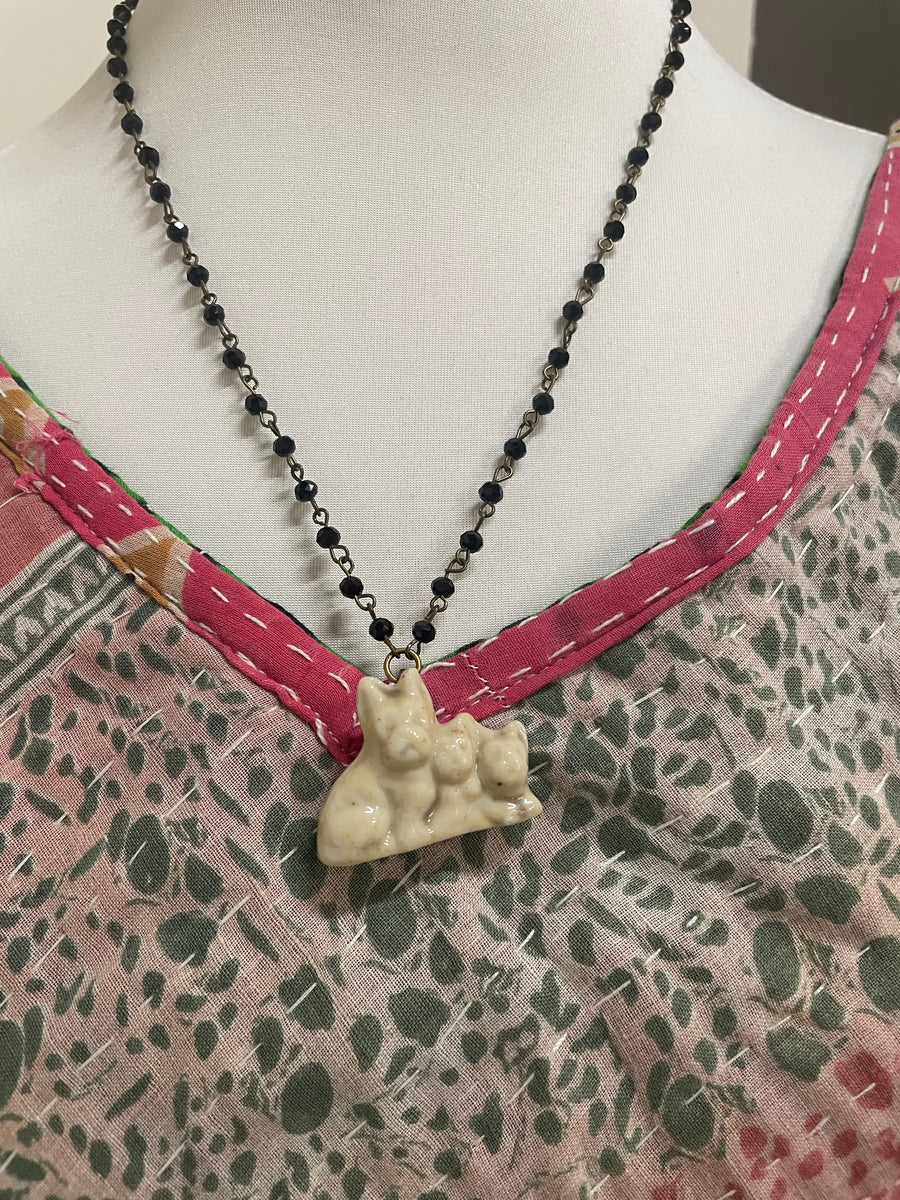 White Scottie Dog Trio Necklace by Gina