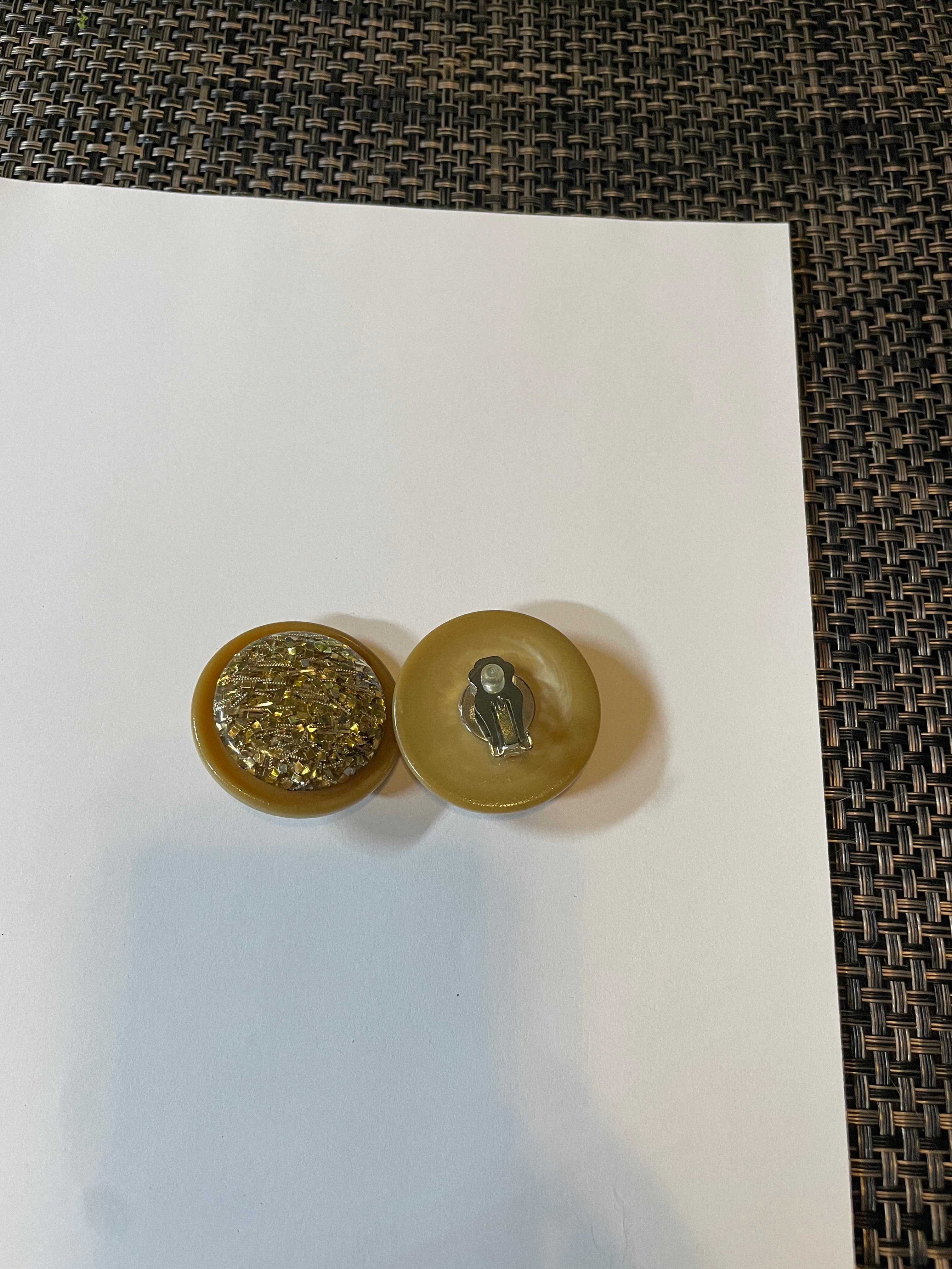 Clip On Crackle Button Earrings by Lori