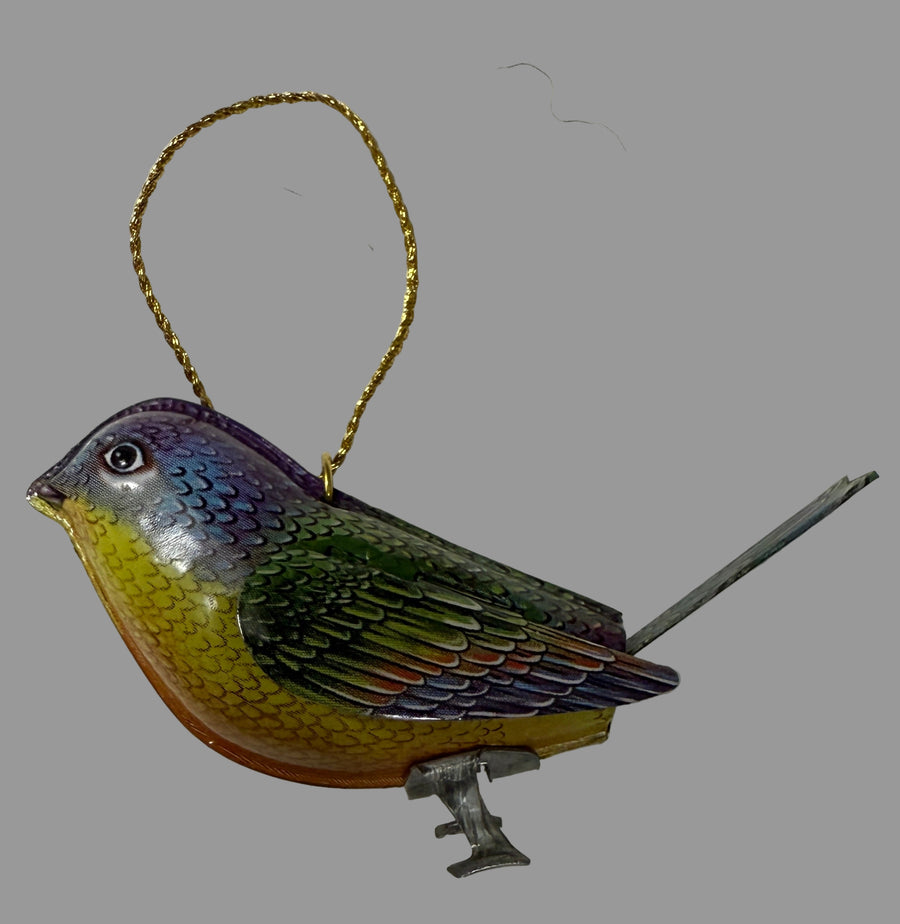 Metal Tin Bird Ornaments Mechanical Moving Parts Robin Boutique