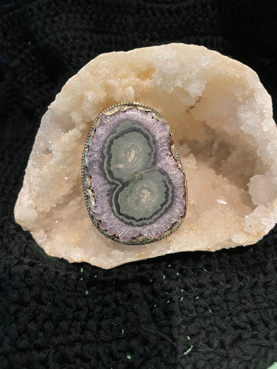 Amethyst Geode Adjustable Ring