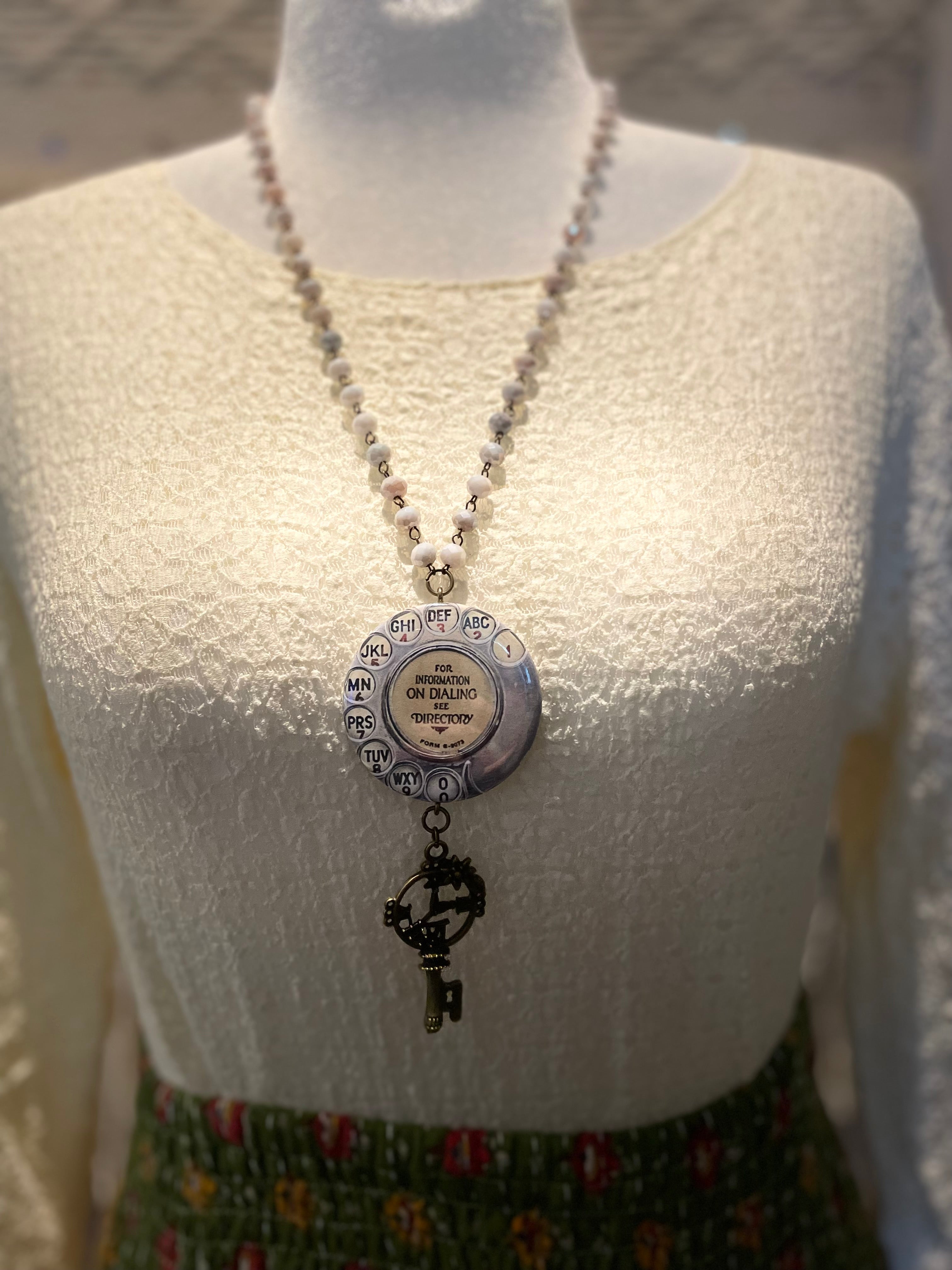 Vintage Telephone Button Necklace by Gina