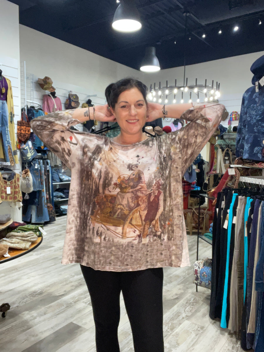 Driftwood Day Tee in Vintage Prairie Print by Paper Lace