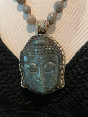 Buddha Carved in Labradorite Short Necklace