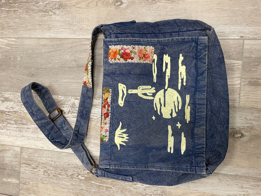 Denim Patch Messenger Bag