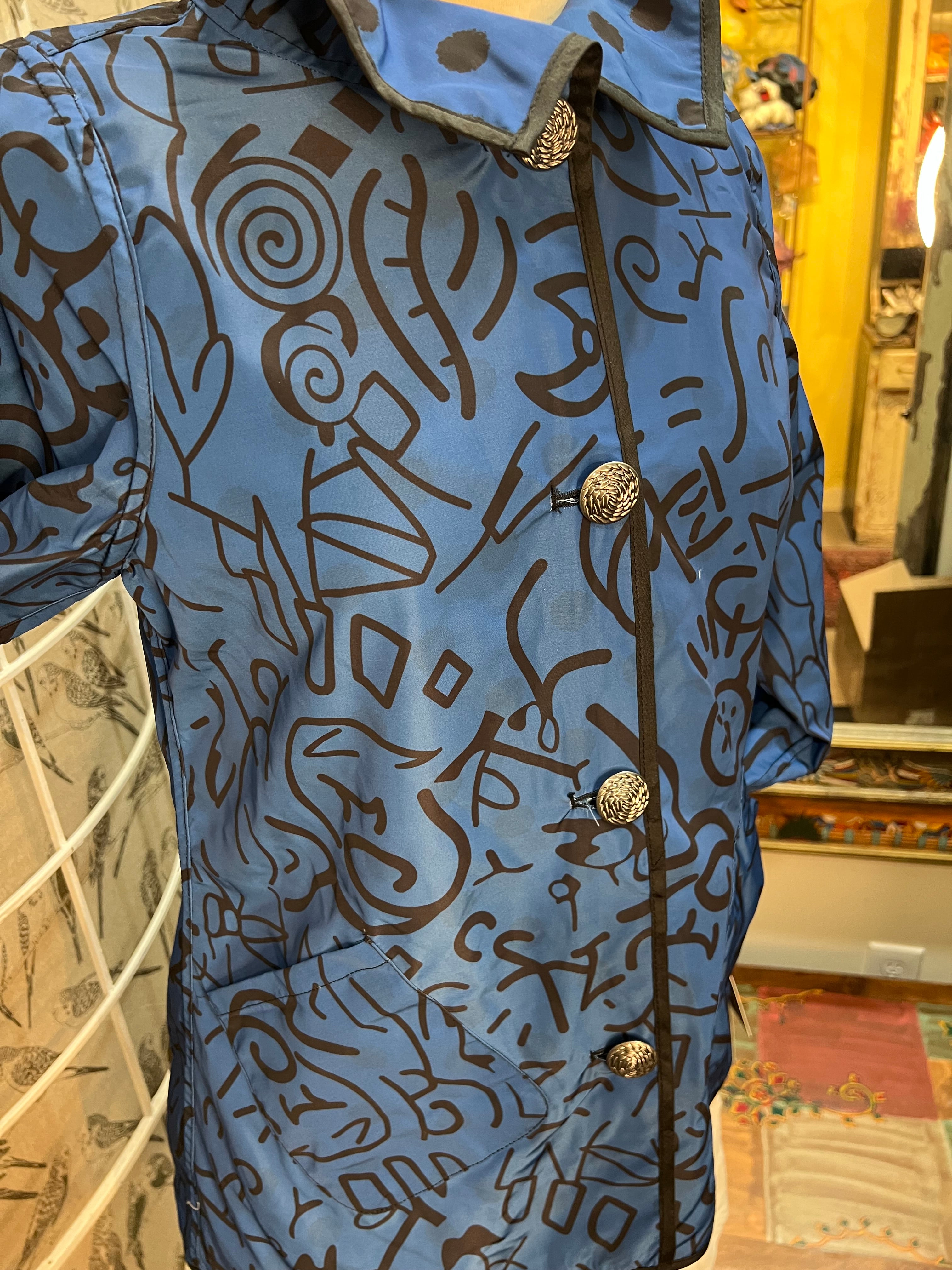 Blue Fun Water Repellant Reversible Coat