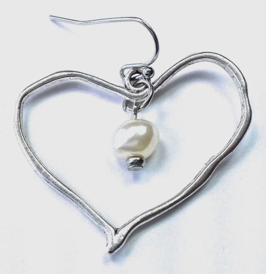 Heart w/Pearl Earrings