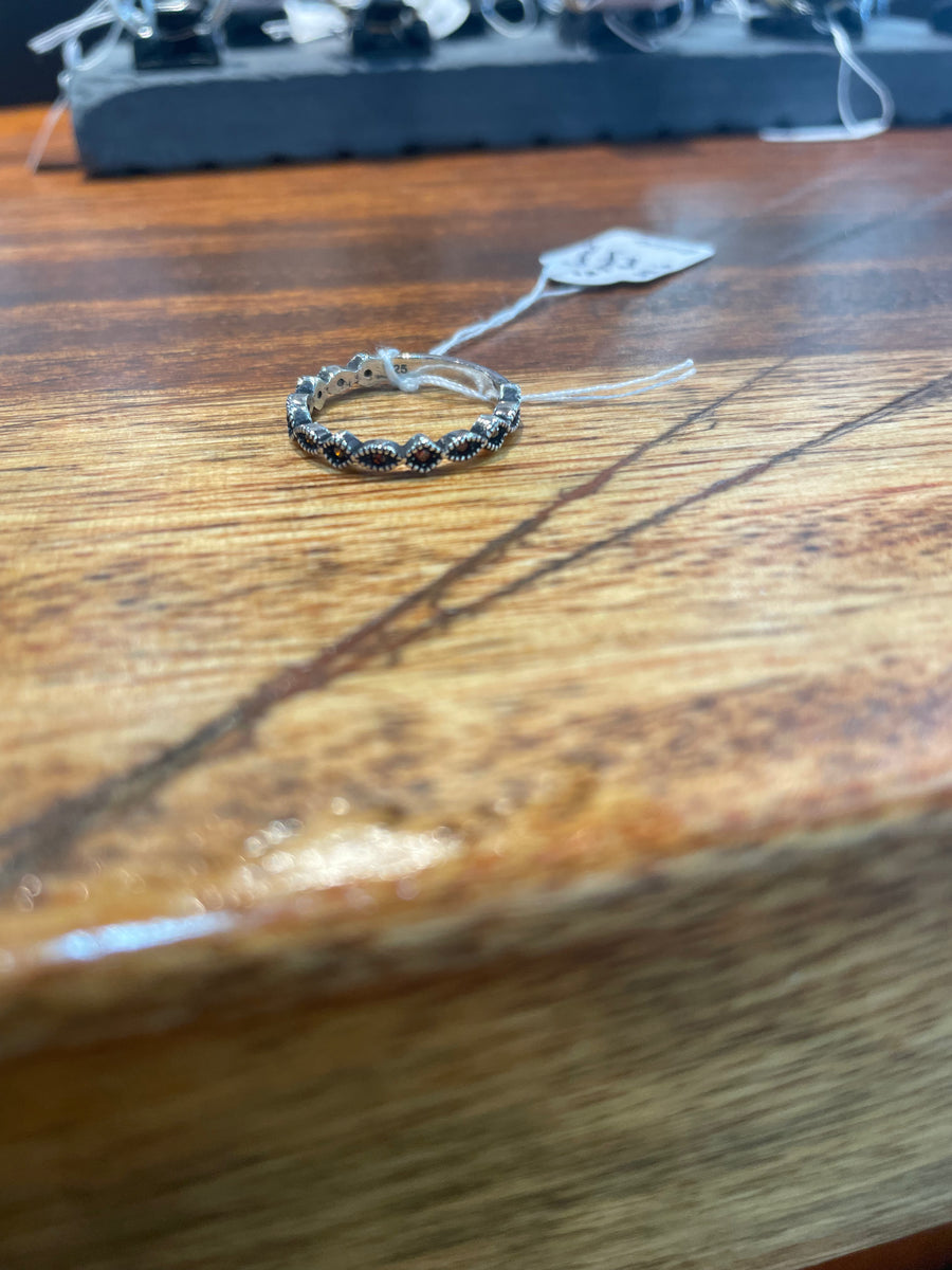 Garnet Stacking Ring in Silver